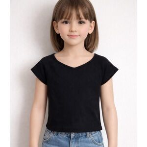 Art Class 2 Pack Kids Black V-Neck Short Sleeve Top Small(6-7)